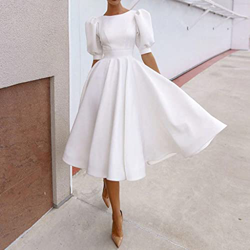 WALNUT Eleganti Abiti Midi Abiti da Ballo Eleganti for Donne Abiti da Festa Bianca Manica Lanterna Senza Schienale (Color : A, Size : S Code) en oferta
