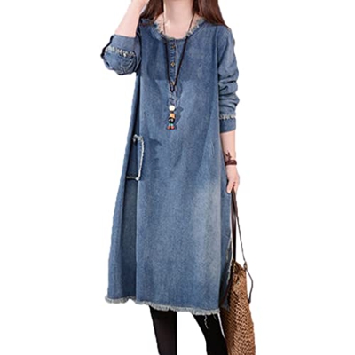 WALNUT Abito da Donna Abito in Denim Sciolto Abiti Abiti (Color : A, Size : M Code)