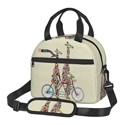 Giraffes Ride Biciclette Lunch Bag Portatile Crossbody Pacchetto Isolato Picnic Pacchetto Riutilizzabile Tote Box