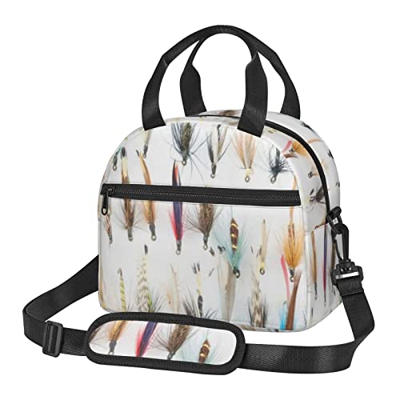 Tradizionale pesca alla trota, borsa portatile a tracolla isolata pacchetto picnic scatola riutilizzabile Tote Packet
