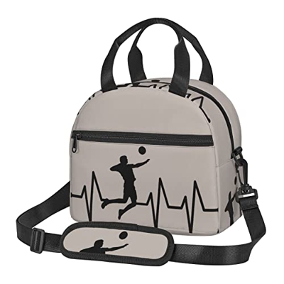 Pallavolo, battito cardiaco, borsa per il pranzo, borsa a tracolla portatile, confezione isolata da picnic, riutilizzabile
