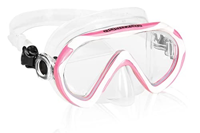 aquazon Beach - Occhiali da snorkeling, da nuoto, per bambini e adulti, colore: rosa e bianco