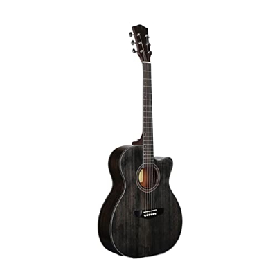 SheIRin Chitarra Acustica, Kit per Principianti Chitarra Acustica a Spalla mancante Guitarra Acustica con Pickup per Adolescenti Adulti, Nero Opaco