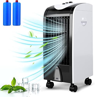CS-DRMT Condizionatore d'Aria Portatile, Raffreddatore d'Aria evaporativo da 4 Litri, Ventilatore Mobile per Aria condizionata a 3 velocità del Vento 