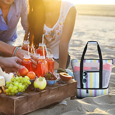 Borsa da Competizione con Porta Abiti Borsa Mesh Cooler Mesh per Le Donne Beach con Borsa isolata Tote Beach Pratica Borsa Sportiva Bracciali Luminosi