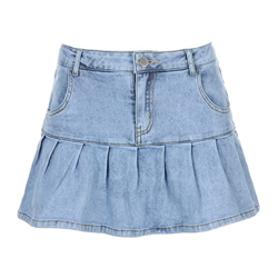 WALNUT Gonna Pieghettata in Denim Gonna Corta Casual Gonna Casual Gonna a Vita Alta da Donna Foderata (Color : B, Size : L Code) en oferta