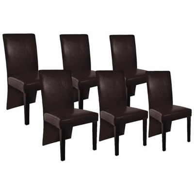 Set 6 Sedie Per Sala Da Pranzo In Similpelle Marrone Scuro