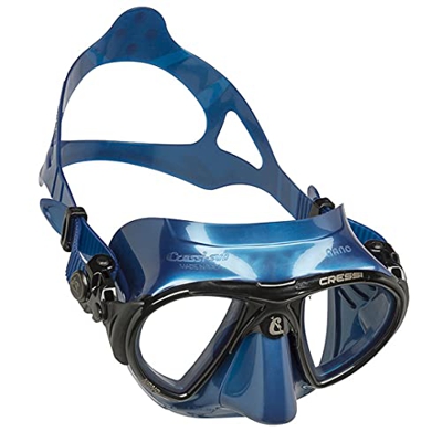 QHYXT Maschera Subacquea in Vetro temperato 2 finestre Integrate Dual Frame Maschera in Silicone Nero (Blu)