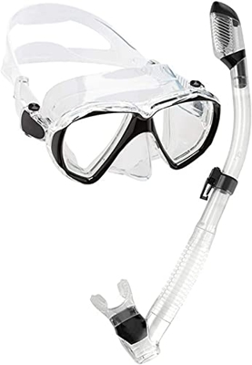 QHYXT Diving Snorkeling Dry Snorkeling Set Diving Dry Snorkel Gonna in Silicone Lenti in Vetro temperato Diving Attrezzatura da Snorkeling Professiona