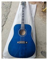 AAA. Blue Shop DreadNought Blue Trapuntato Blue Traplod Maple Solid Guitar Acoustic Real Bird Custom Vine Guitar Adatto per i Giocatori in Tutte Le Fa en oferta