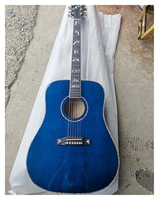 AAA. Blue Shop DreadNought Blue Trapuntato Blue Traplod Maple Solid Guitar Acoustic Real Bird Custom Vine Guitar Adatto per i Giocatori in Tutte Le Fa