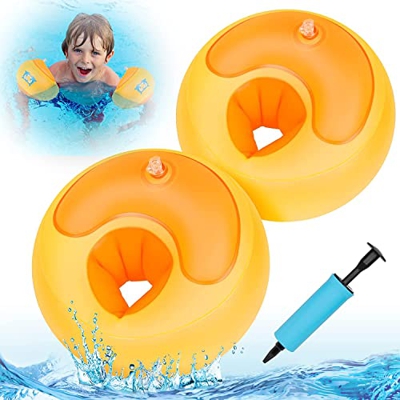 Braccioli da nuoto per bambini, per bambini da 1 a 4 anni, braccioli rotondi, circonferenza braccio 21 – 23 cm, peso consigliato: 6 – 20 kg (arancione
