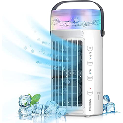VVLXRIC Raffredda Stanza, con Luci A LED A 7 Colori Climatizzatore da Scrivania - USA Solo Acqua Pulita Ventilatore da Tavolo, per Qualsiasi Stanza, U precio