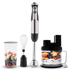 Sotech - Miscelatore A Immersione, Macchina Miscelatrice Portatile, Nero,con tritatutto da 700 ml, affettatrice, trituratore, frusta, coperchio e pent características