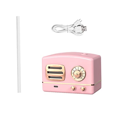 Piccolo umidificatore d'aria portatile a forma di radio retrò umidificatore USB Desktop Mist Maker 200ml Pink