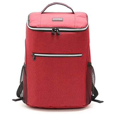 Aluminum Foil Insulation Bag Solid Color Large Capacity Waterproof Outdoor Picnic Bag Shoulder Portable Ice Bag (Color : Red, Size : 28 * 22 * 38 cm) 