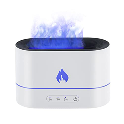 Mcbazel Diffusore d'aromi 200ML, 3 in 1 Umidificatore Aria Diffusore Aroma a Effetto Fiamma con 2 Modalità di Illuminazione Senza Acqua - Bianco en oferta