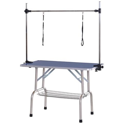 Tavolo Da Toelettatura Per Cani E Gatti Con Barra In Acciaio Regolabile E Vassoio Porta Attrezzi 107 X 60 X 170cm