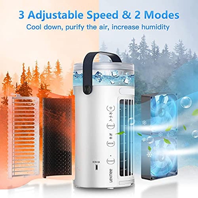 AmBAYZ Mini Raffreddatore d'Aria, Ultra Silenzioso Mini Raffrescatore Portatile, USA Solo Acqua Pulita Raffrescatore - per Qualsiasi Stanza, Ufficio, 