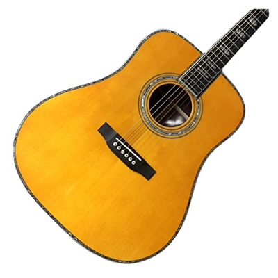 AURH 41"Top Abete Rosso Solido, Tastiera Ebano, Rilegatura a Conchiglia Reale e intarsio, Chitarra Acustica, Chitarra elettrica XIXINYA (Size : 41 Inc
