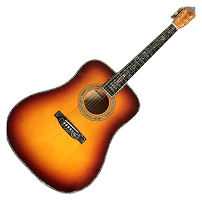AURH Chitarra Acustica da 41 Pollici, Top abetetto Solido, Tastiera di Ebano, Fianco di Acero Fiamma e Schienale XIXINYA (Size : 41 Inches)