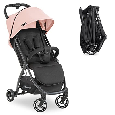 Hauck Travel Buggy Swift X - Passeggino Leggero Reclinabile e Cinghia di Trasporto, Passeggino Chiusura una Mano in Formato Compatto - nero (Rosa)