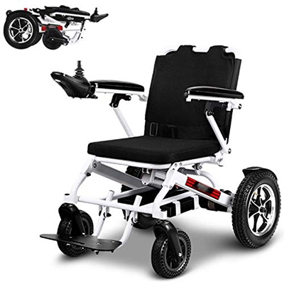 Folding Electric Wheelchair Lightweight Portable, Fold Foldable Power Compact Mobility Aid Wheel Chair, Dual Battery, Longest Driving Range Power Whee