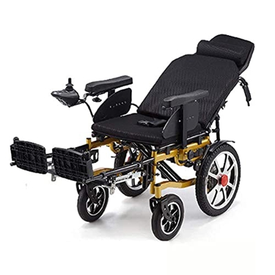 Foldable Power Wheel Chair Adjustable Leg Rest, Full Lying Electric Wheelchair with Removable Headrest, Adjustable Armrest Height (Black 12A)