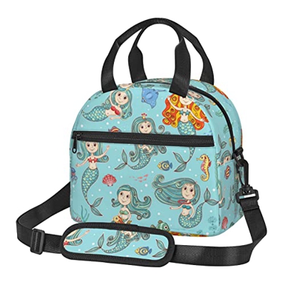 Borsa a tracolla di grande capacità del contenitore di pranzo isolato borsa di totalizzatore di stampa marina di vita marina della borsa