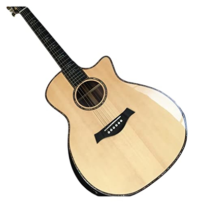 914 Chitarra Acustica con Tastiera Ebano, 41 Pollici Vera Chitarra Elettrica Acustica, Top Abete Rosso Solido XIXINYA (Color : Guitar, Size : 41 Inche