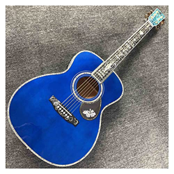 AURH 45 Modella Chitarra Elettrica Acustica Folk con Cima 'Acqua Om. Stile in Blu XIXINYA (Color : Guitar And Case, Size : 40 Inches) en oferta