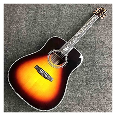 Piano di Abete Rosso Solido Paloso Posteriore Lato Ebano Ebano Chitarra Acustica Acoustic Guitar in Sunburst XIXINYA (Size : 41 Inches)