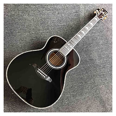 Grande Tutto in Legno Massello Om. Body Acero Neck Ebony Derboard Signature Chitarra Elettrica Acustica in Nero XIXINYA (Size : 41 Inches)