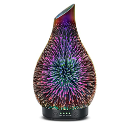 Leyoue Diffusore di aromi in vetro 3D da 120 ml, diffusore di oli essenziali, umidificatore a ultrasuoni per nebbia fredda, 7 LED per casa, SPA, uffic características