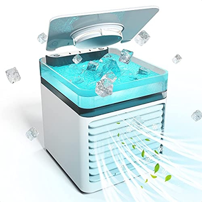 Condizionatore Portatile Senza Tubo Silenzioso - 3 Livelli di Potenza Minicondizionatore Portatile - 3 velocità Regolabili Ventilatore con Acqua - Uff