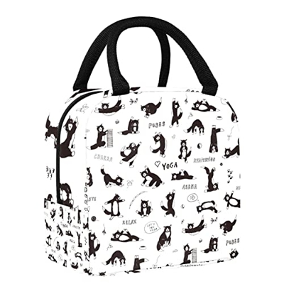 Borsa da pranzo Tote Box Cooler Contenitore Gatto Yoga Interessante
