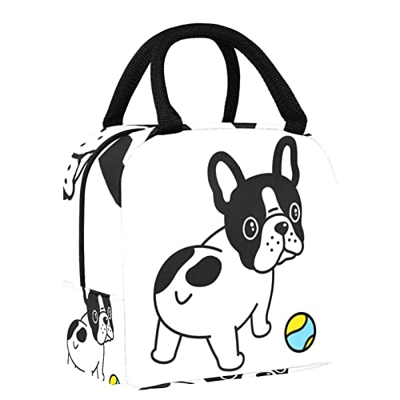Borsa per il pranzo Bulldog isolata con fumetto palla da tennis
