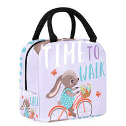 Borsa per il pranzo Tote Box Cooler Contenitore divertente coniglio Ride una bicicletta precio