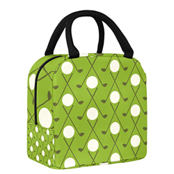 Borsa da pranzo Tote Box Cooler Container Vintage Golf Pattern con sfondo verde características