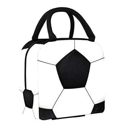 Borsa per il pranzo isolata nero bianco calcio sport