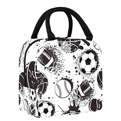 Borsa per il pranzo per donne e uomini, nero, bianco, pallacanestro, calcio, baseball en oferta
