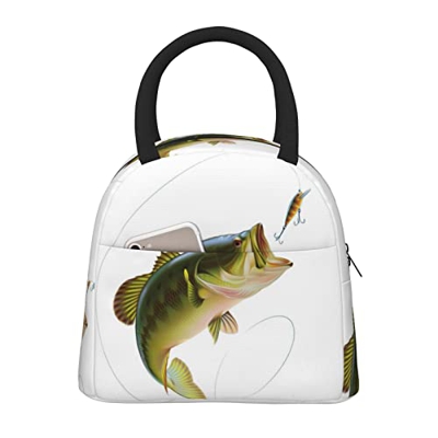 Borsa termica per il pranzo, esca con lenza da pesca, portatile, riutilizzabile, per lavoro, scuola, picnic