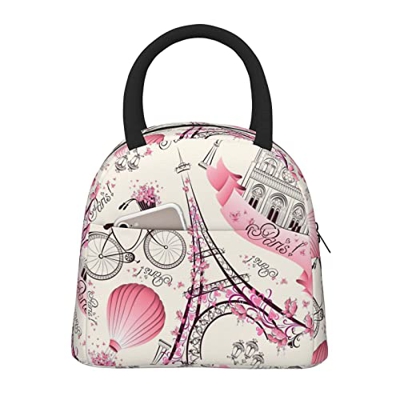 Borsa termica per il pranzo, romantica Torre Eiffel di Parigi, portatile e riutilizzabile, per il lavoro, la scuola, il picnic