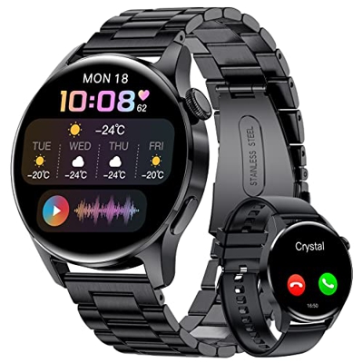 Smartwatch Uomo Risponde Chiamate in Vivavoce,1.32" HD Orologio Fitness Uomo con Cardiofrequenzimetro Sonno Notifiche WhatsApp,Sportivi Contapassi Cro
