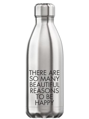 Generic There Are So Many Beautiful Reasons To Be Happy Bottiglia d'Acqua Termica isolata sottovuoto Argento