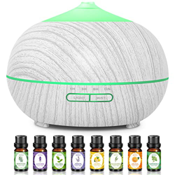 Diffusore di Oli Essenziali Umidificatore Ultrasuoni: 500ML Diffusore di Aromi con 8x10ml Oli Essenziali - Diffusore Ambienti Legno con 7 Colori LED p precio