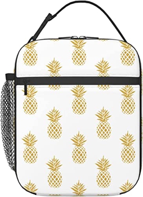 Borsa da picnic riutilizzabile con ananas dorato per campeggio, escursionismo, portatile