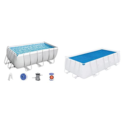 Bestway 56456-3 Set Piscina Fuori Terra Rettangolare Power Steel™ da 412x201x122 cm & 58240 Telo Termico per Piscina Fuori Terra Rettangolare da 404 x características