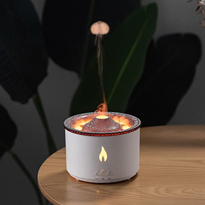 USMEI Diffusore di Olio Essenziale con Luce Notturna a Fiamma, umidificatore per diffusore di aromaterapia Silenzioso da 360 ml, umidificatore a nebul