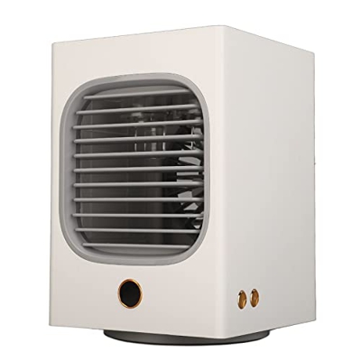 Wakects Raffreddatore d'Aria da Tavolo Mini Condizionatore Portatile con Luce per Casa, Ufficio, Esterno, USB Ricaricabile 12,5x15,5x18,5 cm Bianco